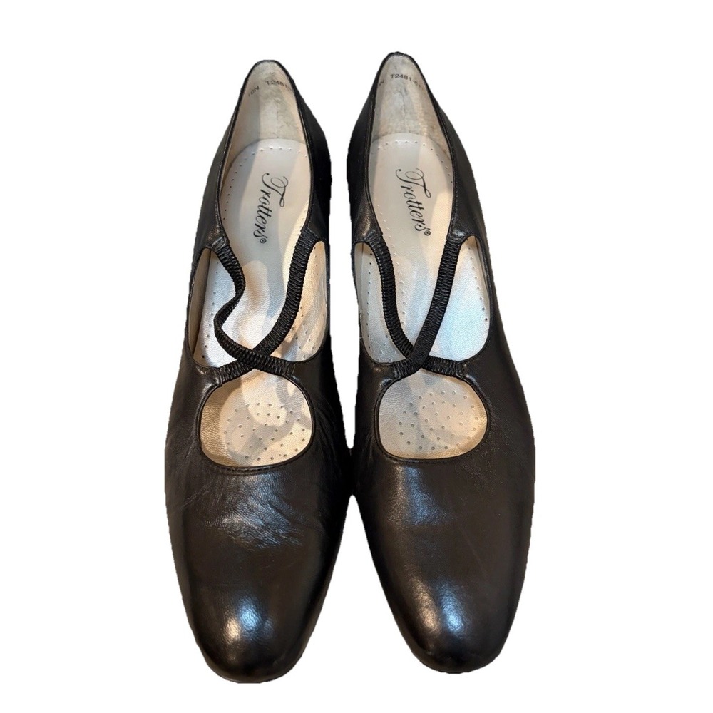 Trotter Black Leather Jamie Pump 2" Block Heel size 10N EUC